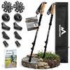 NEOLYMP Bastoni da trekking telescopici in carbonio o alluminio, 65-135 cm, regolabili in altezza, per uomo e donna, con manico in sughero, punta in tungsteno e tampone in gomma (alluminio 65-135 cm)