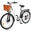 Zylvro C6 Bici Elettrica Per Adulti Da 26, Cestello Anteriore, 36V 13Ah Batteria Rimovibile, 6 Velocità, Autonomia di 80-100km, Bicicletta Elettrica Per Pendolari Urbani (White)