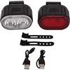 Adfaga Set di luci per Bici USB Ricaricabile 350Lm IPX5 Faro Portatile Leggero per Bici Fanale Posteriore per Guida Notturna Ciclismo Escursionismo Campeggio attività all'aperto