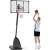 SPORTNOW Canestro Basket Regolabile in Altezza da 293-350 cm, Canestro Portatile con Tabellone e Ruote, in Acciaio, Adatto per Interno Esterno, Nero e Rosso