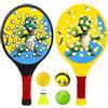 Generico Set Paddle Per - Set Racchette Con Dinosauro | Sportivi con 4 Palline per Bambini e Principianti all'Aperto e Spiaggia