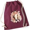 minimutz Sacca da palestra con cavallo per ragazze, borsa in tessuto, zaino in cotone, borsa sportiva, scuola, borsa alternata, asilo, 12 l (bordeaux)