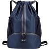 JABALUX Zaino con Coulisse Blu Navy, Tasca con Zip e Tasche Laterali | Striscia Riflettente, Rete Laterale, Chiusura a Coulisse, Uso Sportivo, Spallacci Regolabili