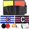 ZDNT Cartellini Arbitro Calcio Kit,Fischietto Arbitro,Carte Rosse e Gialle con Fascia da Capitano con Fischietto in Metallo,con Tasca,per Gioco Calcio Scuola Sport, Accessori per Arbitri di Calcio
