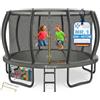 KESSER® Trampolino esterno Ø 244/305/366/427 cm, certificato GS trampolino da giardino per bambini e adulti < 150 kg con rete di sicurezza, inclusa borsa, scala, copertura del bordo e aste in rete