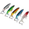 NexRen Esche galleggianti Hard Bait, confezione da 5 pezzi, corpo in plastica | Set da 5 pezzi, lunghezza 100 mm, la coda dell'elica crea schizzi, azione superficiale, attira i pesci predatori