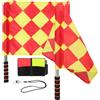 SWOOMEY 1set Arbitro Calcio Completo con Cartellini Rosso Giallo Bandierine da Campo Scacchi Fischietto in Acciaio Inox e Blocco Note Kit Essenziale con Custodia per Documentazione