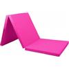 PETSOLA Tappetino Ginnastica Pieghevole Materassino Allenamento Palestra Tappeto Fitness Pieghevole con Imbottitura 5 Cm in PU Portatile Resistente, Rosa, Pvc Tri-fold 180605