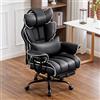 Ckaff Sedia Ufficio Ergonomica, Poltrona Direzionale in Pelle PU, Sedia Gaming con Poggiapiedi e Supporto Lombare, Sedia da Ufficio Reclinabile Girevoli Altezza Regolabile 200kg (Nero)