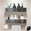 Lekesky Mensola Doccia Angolare senza Forare con Ventose Potenti, Alluminio Antiruggine Rimovibile Mensola Bagno e Organizer Bagno per Doccia con Portasciugamani, Vasca, Cucina, set 2, Grigio Gunmetal