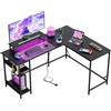 DEVAISE Scrivania Gaming Angolare L 152×118 cm o 220x50cm con LED RGB e prese elettriche, Scrivania da Ufficio con Mensole e Supporto Monitor, Tavolo Computer per Home Office, Nero