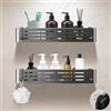 Lekesky Mensola Doccia Senza Forare, con Ventose Potenti, Alluminio Antiruggine Rimovibile, Organizer Bagno per Doccia, Vasca, Cucina o Appartamento in Affitto, set da 2, Gunmetal Grigio