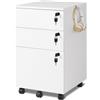 DEVAISE Mobile Archiviatore a 3 Cassetti con Serratura, Cassettiera Sottoscrivania in Legno per Casa/Ufficio, Ideale per Formato Lettera/A4, Bianco