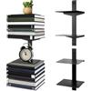 Zinueen Set di 2 librerie sospese, invisibili, da parete, a 4 piani, in metallo, portata 12 kg per livello, nero