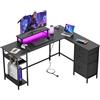 DEVAISE Scrivania Gaming Angolare L 150×118 cm con cassetti, scrivania con presa elettrica e USB, tavolo computer con spazio di archiviazione per home office e camera da letto, nero