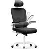 naspaluro Sedia Da Ufficio Ergonomica Con Supporto Lombare Adattativo a Forma Di C, Poggiatesta Regolabile, Braccioli Ribaltabili, Poltrone Ufficio a Rete Traspirante per Scrivania, Casa,Bianco-Nero