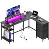 DEVAISE Scrivania Gaming Angolare L 142×118 cm con cassetti, scrivania con presa elettrica e USB, tavolo computer con spazio di archiviazione per home office e camera da letto, nero