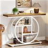 Tribesigns Tavolo consolle da 104,9 cm, Tavolo Sofa industriale a 4 ripiani con base circolare, Tavoli stretti in legno con ripiani portaoggetti per soggiorno, corridoio, atrio, marrone bianco