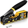 ZOERAX - Crimpatrice RJ45 per crimpare connettori Ethernet a cavo passante, per RJ11/RJ12 standard, colore giallo