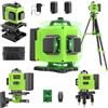 karzu Livello Laser Cantiere Autolivellante 360° x 4, Lazer Livelli 4D 16 Linee Laser con treppiede, Autolivellante e Modalità Pulsata Esterna, 2 x Batteria, Livellamento Automatico, Supporto Rotante
