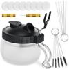 Oasser Kit di pulizia dell'aerografo Airbrush Clean Pot Barattolo di pulizia in vetro con supporto 5 aghi di pulizia/5 spazzole di pulizia/1 ago di lavaggio/8 filtri extra Kit di pulizia