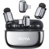 BOYA MINI 2 Microfono per iPhone 7-17, Android, Microfono Wireless, 5g, 48kHz/24Bit, 100m, Microfoni Lavalier USB-C, Lightning, 30 Ore, Microfoni Senza Fili per Video Social, Vlogging, YouTube