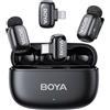 BOYA MINI 2 Microfono per iPhone 7-17, Android, Microfono Wireless, 5g, 48kHz/24Bit, 100m, Microfoni Lavalier USB-C, Lightning, 30 Ore, Microfoni Senza Fili per Video Social, Vlogging, YouTube