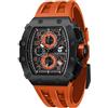 TSAR BOMBA Orologio da uomo, orologio di lusso, impermeabile, 50 m, botte, analogico, cronometro, scheletro quadrato, grande quadrante subacqueo, sport, orologi movimento giapponese, cinturino in