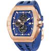 TSAR BOMBA Orologi da uomo Tonneau di lusso da impermeabile fino a 50 m, vestito da uomo, subacqueo, grande quadrante quadrato,8211QII-Roseblue