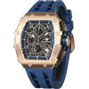 TSAR BOMBA Orologio Uomo Tonneau Design Impermeabile 50M con Cinturino in 316 Acciaio Lunetta Regalo Uomo Militare Cronografo Orologio da Design Elegante