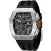 TSAR BOMBA Orologio da uomo, orologio di lusso, impermeabile, 50 m, barile analogico, cronometro, scheletro quadrato, grande quadrante subacqueo, sport, orologi movimento giapponese, cinturino in