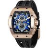 TSAR BOMBA Orologio Uomo Tonneau Design Impermeabile 50M con Cinturino in 316 Acciaio Lunetta Regalo Uomo Militare Cronografo Orologio da Design Elegante