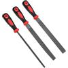 QWORK® Set di 3 lime raspe, lime bifacciali in acciaio al carbonio T12 con impugnatura antiscivolo - Lime semitonde, tonde e piatte per metallo, legno e plastica