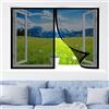 WEIZERO Zanzariera magnetica per finestre, 85 x 125 cm Tenda Anti Zanzare, Adsorbimento Magnetico Antistrappo per Porte Finestre Balcone Soggiorno, Nero