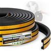 ToolSpace | Nastro sigillante autoadesivo per porte e finestre | 25m | Profilo P nero | Guarnizione per porta | Guarnizione per finestra | Striscia sigillante anticollisione | Guarnizione in gomma