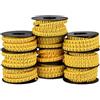 gQsskli 10 Pezzi 62,7 × 28 mm Marcatura di Cavi per Tubi, Marcatura in PVC da 0 a 9, Circa 270 Capsule per Rotolo, Etichettatura di Cavi da 2,5 mm², Elevata Resistenza, Non Facile da Staccare (giallo)