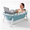 FLINQ Vasca da bagno pieghevole per adulti - 121 x 63 x 54 cm - Vasca da bagno pieghevole portatile - Adatto anche per bambini - Blu