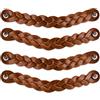 Brute Strength Maniglie pelle intrecciata 20 x 2,5 cm Cognac 4 pezzi | Maniglie intrecciate in cuoio pieno fiore per mobili, armadi e cassettiere; due lunghezze di vite incluse