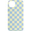 Checkered Pretty Check Pattern Custodia per iPhone 14 Plus Motivo a scacchi retrò a scacchi blu giallo burro