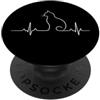 Cat Moms and Pet Lover Designs Linea Cat Heartbeat Amante degli animali domestici PopSockets PopGrip Adesivo