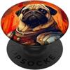 Retro Pixel Graphics Illustration (Pug) Pug Knight Warrior personaggio divertente Pixel Art PopSockets PopGrip Adesivo