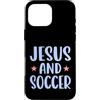 Soccer Faith Creations Custodia per iPhone 16 Pro Max Gesù E Calcio Cristiano Giocatore Fede Sport