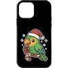 parrot winter santa hat candy cane snow Custodia per iPhone 12 mini Simpatico pappagallo su bastoncino di zucchero con cappello di Babbo Natale