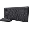Trust Lyra Pack Wireless Bluetooth Keyboard and Mouse, QWERTY Spanish, 85% Recycled Plastic, Compact Rechargeable Combo for Windows, Mac, PC, Laptop, Tablet, iPad, Android, iOS, Black