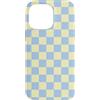Checkered Pretty Check Pattern Custodia per iPhone 14 Pro Max Motivo a scacchi retrò a scacchi blu giallo burro
