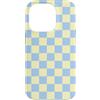 Checkered Pretty Check Pattern Custodia per iPhone 14 Pro Motivo a scacchi retrò a scacchi blu giallo burro