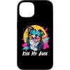 Funny Mini Aussie Mom Gifts T Shirts & H Custodia per iPhone 13 Kiss My Auss Retro 80s 90s Black Australian Shepherd Lover