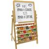 Teorema Giocattoli Teorema 40513 - Lavagna per Bambini con Cavalletto Multiattività Double Face in Legno con Alfabetiere, Numeri dall'1 al 10 e Accessori