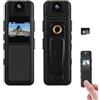 Fonykadpt Videocamera per il corpo, registrazione video, obiettivo rotante a 180°, videocamera audio e video da 32 GB, mini videocamera indossata, per civili personali, forze dell'ordine della polizia