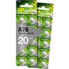 GP LR44 Pile a bottone | Batterie L1154f / AG13 / V13GA | 20 batterie a bottone alcaline da 1,5 V (tensione 1,5 Volt)